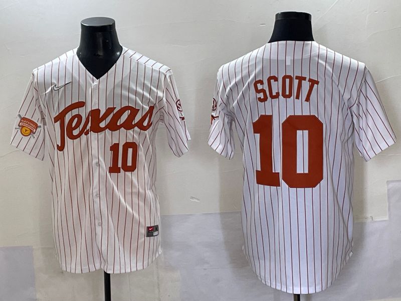 Men Texas Longhorns #10 Scott White stripe Nike joint Name NCAA 2025 Jersey style 12->ncaa teams->NCAA Jersey